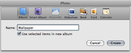 iPhoto new dialog