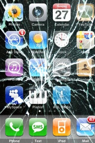 Shattered iPhone Screen Glass